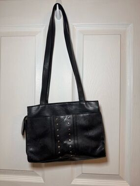 Black Shoulder Bag with Silver Studs